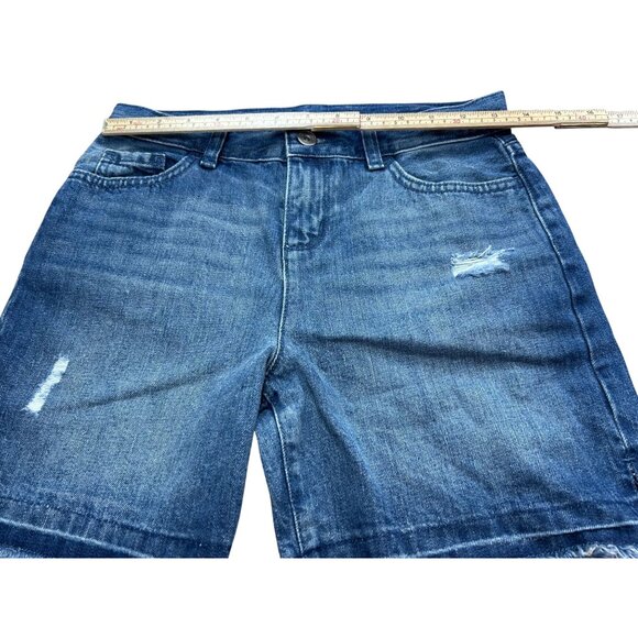 Childrens Place Girls Midi Denim Shorts Size 12 With Distressed Details - Picture 7 of 8